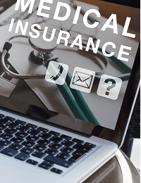 Stethoscope and medical insurance icons