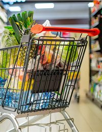 Fresh produce in shopping cart