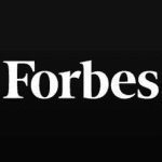 Forbes magazine logo in white letters