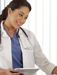 Healthcare worker in a white coat