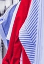 Colorful striped shirts on display