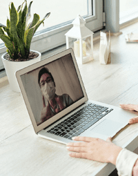 Video call on a laptop screen
