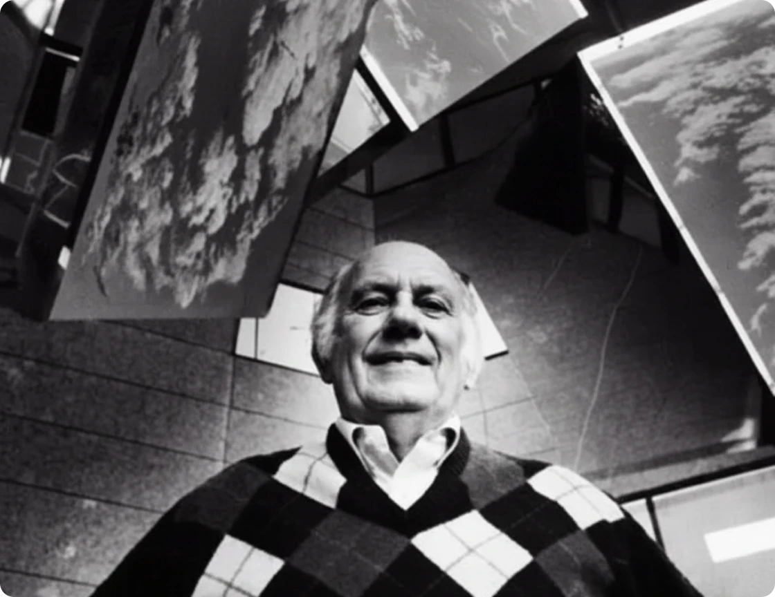 Smiling man in patterned sweater