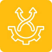 Arrows and gear on yellow background
