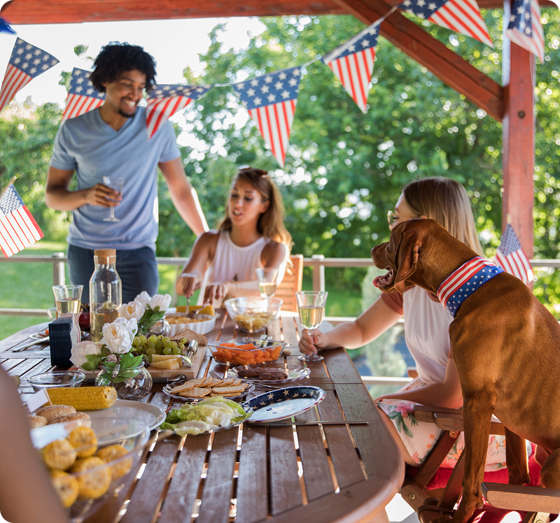Summer gathering under festive decorations