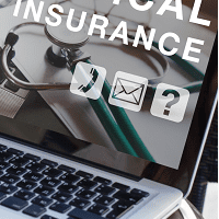 Stethoscope and medical insurance icons