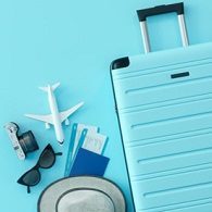 Vacation packing items displayed creatively